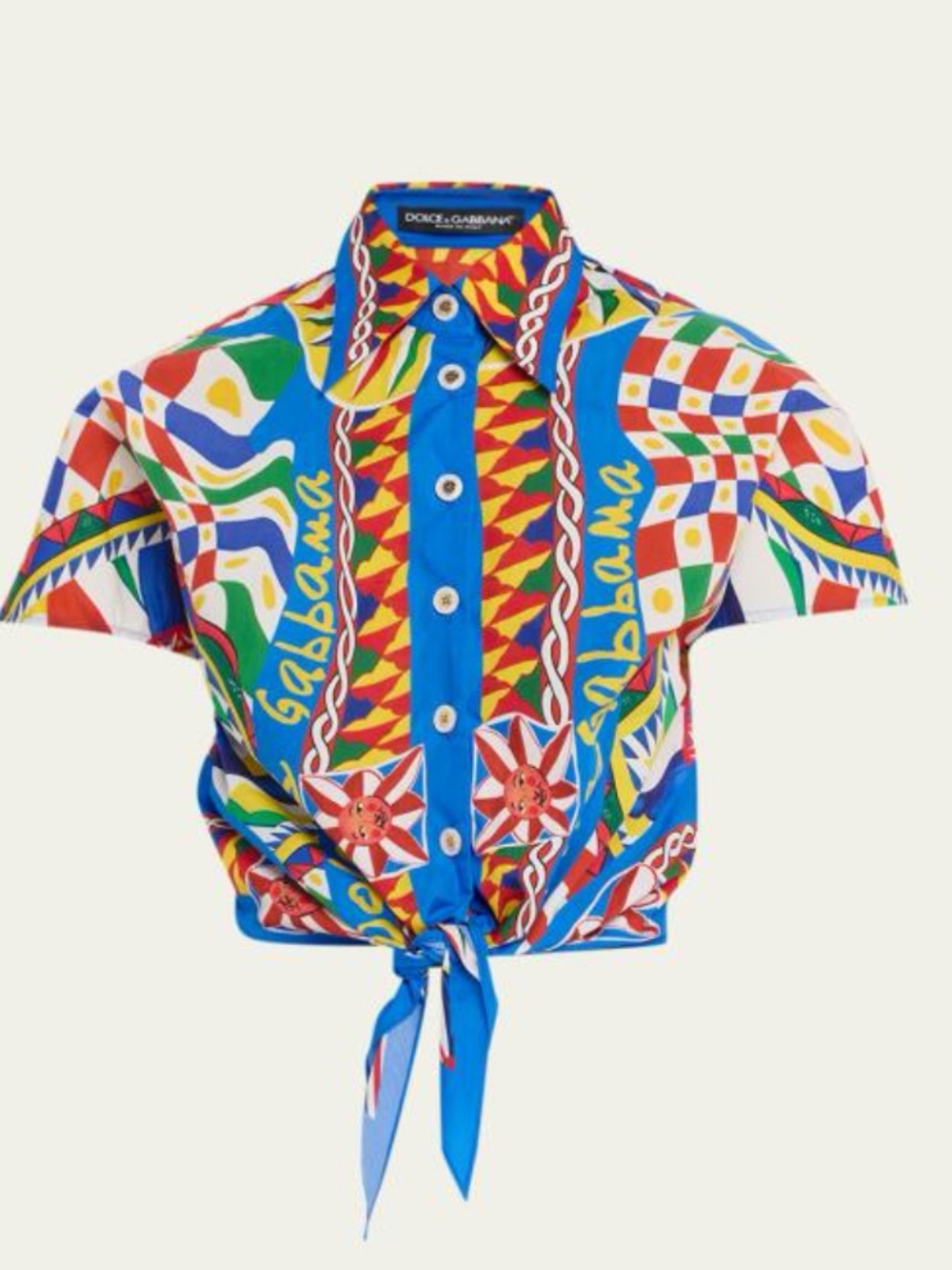 Dolce & Gabbana Blue Multicolor Graphic Button-Down Shirt